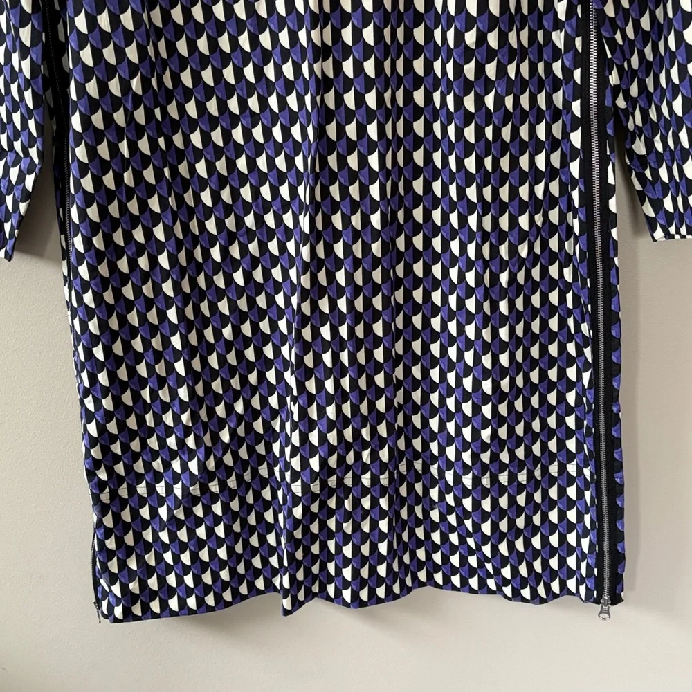 J. Crew Jet Set Geometric Print Shift Dress size 12 Purple White‎ Black
